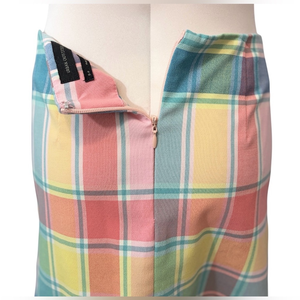 Urban Outfitters Plaid Mini Skirt Multicolor Pastel Check Size S - Picture 5 of 7